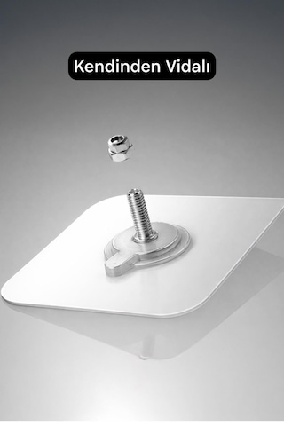 2'li Şeffaf Yapışkanlı Vidalı Çok Amaçlı Duvar Askısı Düzenleyici Askılık 6x6 cm