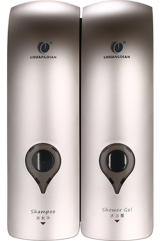 Yifomall Duş Jeli Ve Şampuan İçin 300ml Çift Başlı Duvar Tipi Sabunluk - Kolay Kurulum Ve Yeniden Doldurma Şampanya Altın