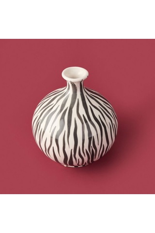 Evidea Deco Elegant Curves Vazo - Siyah / Beyaz - 28 Cm Siyah / Beyaz