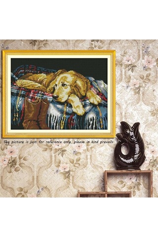 Xianwen Geeroyoo "14ct Köpek Desenli El İşi Nakış Seti - 43x33cm