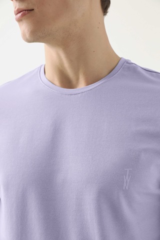 Twn Slim Fit Galaktik Leylak Düz Kabartma Baskılı T-shirt 4ec148551753m Galaktik Leylak