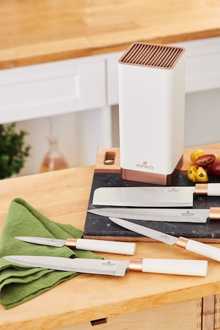 Karaca  Skycut 6 Parça Standlı Satırlı Bıçak Seti Krem