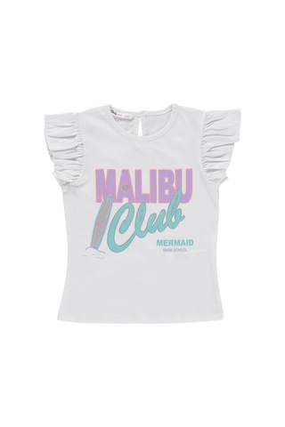 Civil Girls Malibu Baskılı Şortlu 2-5 Yaş Takım - Kırık Beyaz