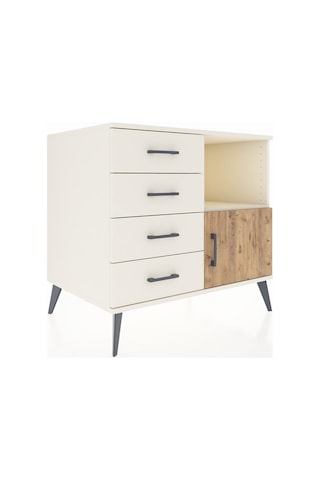 Kronos Şifonyer Tek Raflı 4 Çekmeceli Tek Kapaklı 88x59x80 Aytaşı-çam/aytaşı Çam/aytaşı