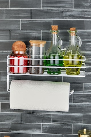 Yapışkanlı Raflı Kağıt Rulo Havluluk Peçetelik Havlu Kağıltlık Banyo Mutfak Düzenleyici Raf-b Beyaz Diğer