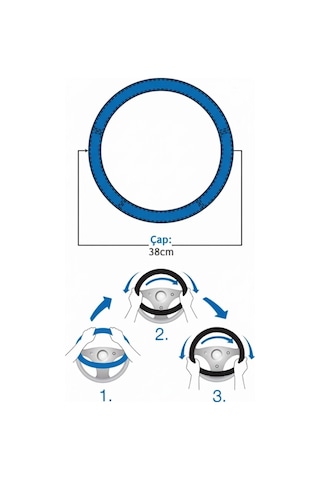 Direksiyon Kılıfı 38 Cm Geçmeli 37 38 39cm Tüm Direksiyonlara Uyumlu Gri Renk Glz024080946 Gri