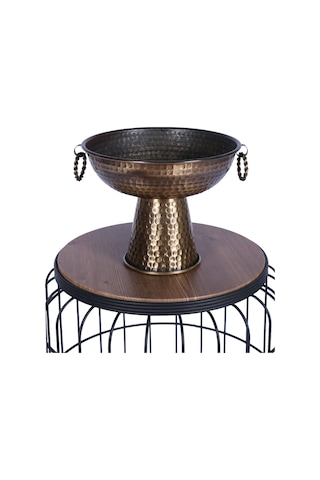 Yapay Çiçek Sitesi Metal Dekoratif Ayaklı Sunumluk Çiçeklik Küpeli Bronz 19 Cm Bronz