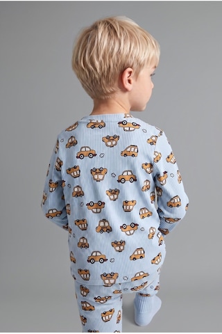 Defacto Araba Desenli Fitilli Kaşkorse 2li Pijama Takımı Erkek Bebek I1432a526aube343 Mavi-be343