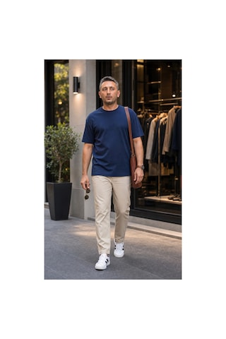 Modi Green Premium Oysho Regular Oversize Unisex Sıfır Yaka Kısa Kollu Tişört - Lacivert