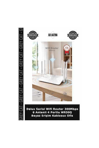 Delux Serisi Wifi Router 300mbps 6 Antenli 4 Portlu Wr50q Beyaz Erişim Kablosuz Ofis