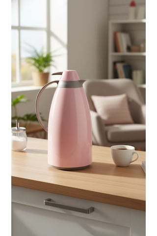 Cam İç Hazneli Vakumlu Termos 1.0 Litre - Sıcak Ve Soğuk Tutucu Pembe Çok Renkli