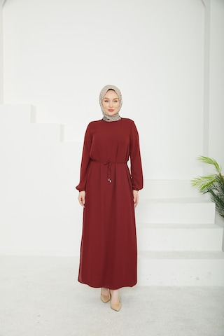 Armine Trend Kolları Lastikli Astarlı Elbise Bordo 25yt927 Bordo