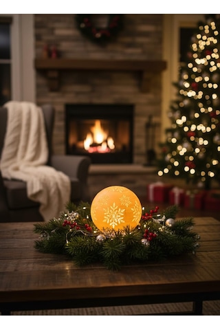Christmas Serisi Kartopu Mumluk - Dekoratif Aydınlatma - Ev Dekorasyon - Dekoratif Beyaz Mumluk Beyaz Sku: Smgstk5cb6e21ddc Açık Altın