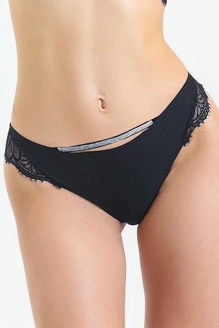 Magic Form 686 Kadın Arkası Dantelli Taşlı Slip Külot-siyah Siyah