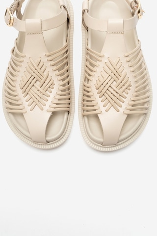 Luvi Shoes Thames Bej Hakiki Deri Kadın Sandalet