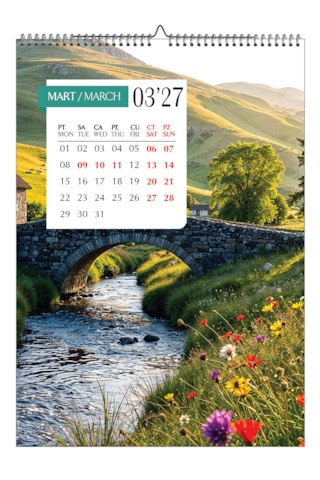 2027 Manzara Duvar Takvimi 12 Sayfa A3 Ebat Fotoğraf Kağıdına Mükemmel Baskı Kaliteli Diğer