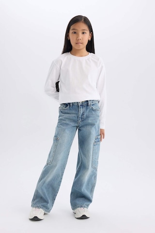 DeFacto Kız Çocuk Wide Leg Kargo Geniş Paça Jean Pantolon D7386A825SMNM39 Mavi