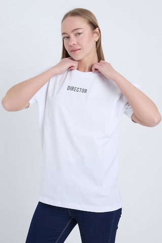 Velvoria Unisex Oversize Beyaz Director T-shirt