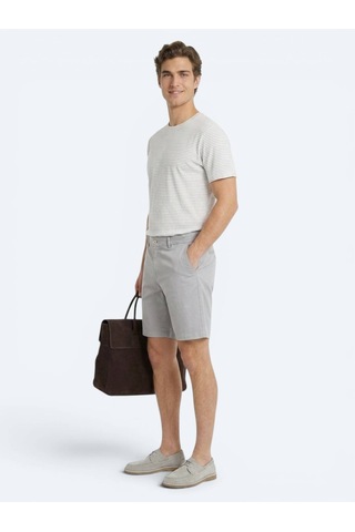 Kip Gri Düz Kumaş Jogging Fit Casual Bermuda