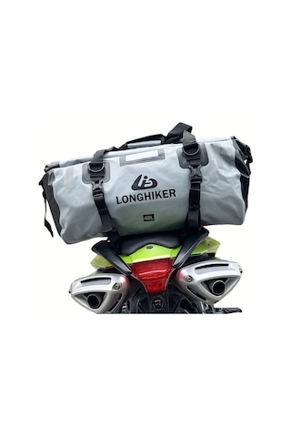 Motion003 Longhiker Motosiklet Koltuk Cantasi 48l Gri Su Gecirmez Kuru Sirt Cantasi Ayarlanabilir Askilar Scooter Kamp 48l Gri