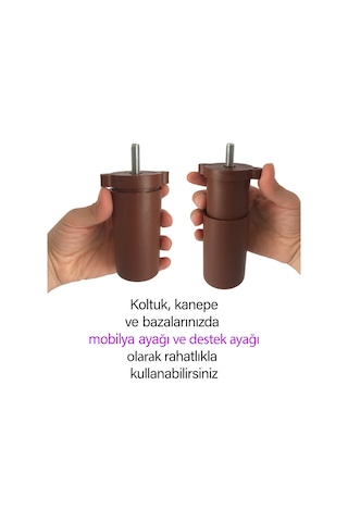 Ayarlı Destek Ayağı 9.5 X 14.5cm Kahverengi Gizli Ayak M8 Civatalı İncediş Mobilya Kanepe Baza Koltuk