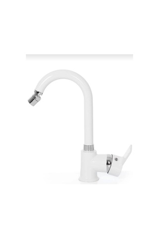 Beyaz Krom Armut Oynar Başlıklı Lavabo Bataryası Çeşmesi