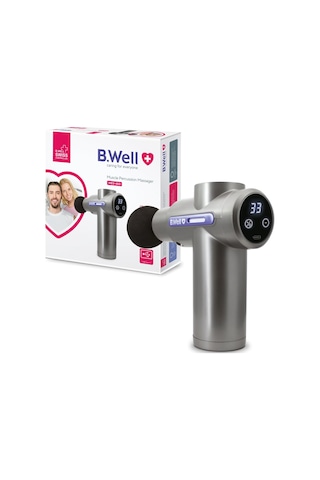 B.well Swiss Med-450 Masaj Tabancası, 33 Hız Seviyeli Elektrikli Kas Perküsyon Masajı, 4 Masaj Başlığı, 1.800 Mah Pil, Otomatik Kapanma Ve Usb-c Şarj Kablosu