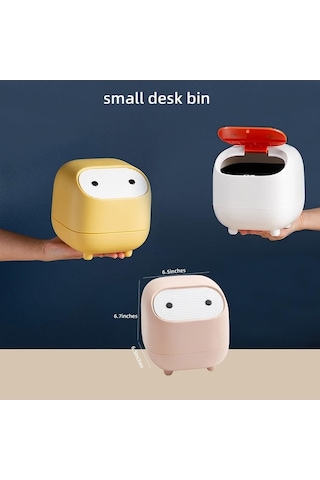 Fastbuy Xj-cute Mini Masaüstü Çöp Kovası Kapaklı Çift Taraflı Çöp Kovası Çoklu Senaryolara Uygun Çöp Kovası
