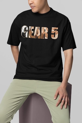 Sevbano Monkey D. Luffy Nika Gear 5 Baskılı Unisex Oversize Anime Karakte Siyah