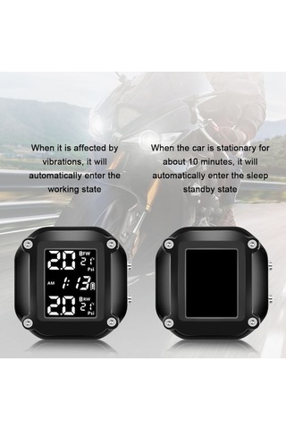 Hallow-motosiklet Lastik Basıncı Monitör Dedektörü Taşınabilir K17409 Siyah