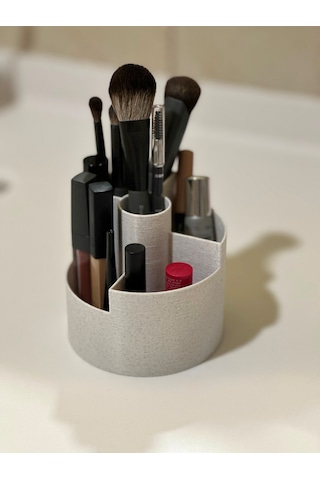 Şık Modern 5 Bölmeli Makyaj Organizeri - 10cm Mermer Beyazı