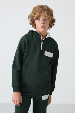 Tommy Life Çam Yeşil Pamuklu Kalın İçi Tüylü Yumuşak Dokulu Standart Fit Baskılı Erkek Çocuk Eşofman Takım - 1 Yeşil