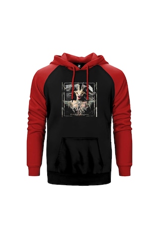 Belphegor Blood Magick Necromance Kırmızı Renk Reglan Kol Kapşonlu Sweatshirt Kırmızı