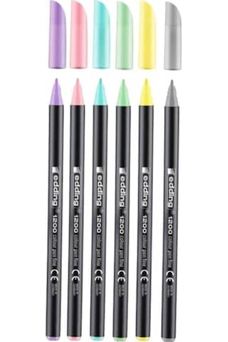Edding 6Lı Set Pastel Renkler 1200 Ince Uçlu Keçeli Kalem Grafik Kalemi