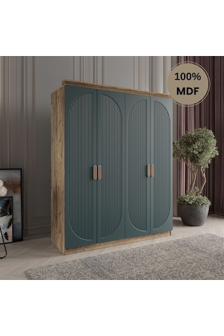 Soho 4 Kapak Mdf Gardırop Yeşil