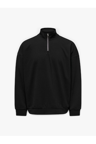 Only & Sons Onsnewkodyl Ovz Ls Halfzıp Hıgh Neck Vd Erkek Siyah Sweatshirt - 22038908
