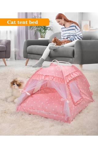 Kedi Prenses İç Mekan Çadır Evi - Kitty Sevimli Çadır İç Mekan, Köpek Evi İç/dış Mekan Mağara Yuvası Kedi, Tavşan Ve Yavru Köpek İçin Küçük Köpek Çadırı S: 39,9 Cm X 39,9 Cm X 36,8 Cm/2,5
