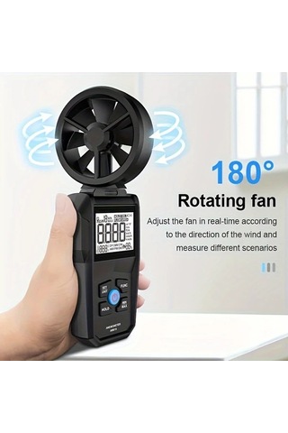 Boatshop1 Am610 Porometısto Dijital Anemometre Ruzgar Hizi Olcer Sicaklik Ve Soguk Olcumlu Lcd Ekranli Yuksek Hassasiyetli Siyah