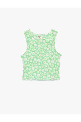 Koton Çiçekli Crop Yeşil Kız Çocuk Bluz 6skg60076ak Yeşil