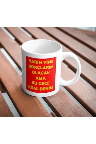 Lexroo Bu Gece Kral Benim Baskılı Kupa Bardak Komik Yazılı Hediyelik Çay Kahve Kupası Çok Renkli
