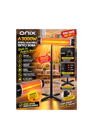 3000w Ayaklı Infrared Elektrikli Isıtıcı Soba - Termostatlı Güçlü Isıtıcı + Ayak Dahil Set