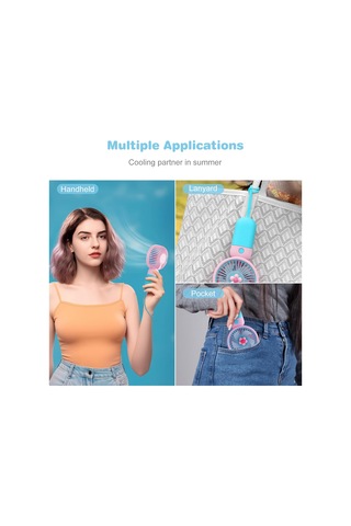 Çocuklar İçin Küçük Şarj Edilebilir Elektrikli Vantilatör Kiraz Pembesi,