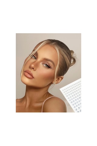 Threestep Vintage Yuvarlak Model Işıltılı Yüz Ve Vücut Taşı Sticker Taş 2 Adet - Beyaz