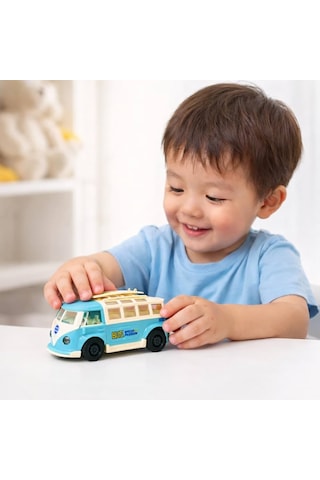 Retro Surf Minibüs Oyuncak Araba 14 Cm Çek Bırak Klasik Bus Modeli Mavi Açık Mavi