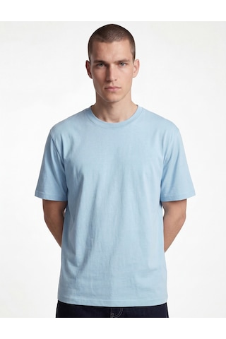 Koton Regular Fit Kısa Kollu Bisiklet Yaka Pamuklu Basic Tişört Mavi 6sam10332mk