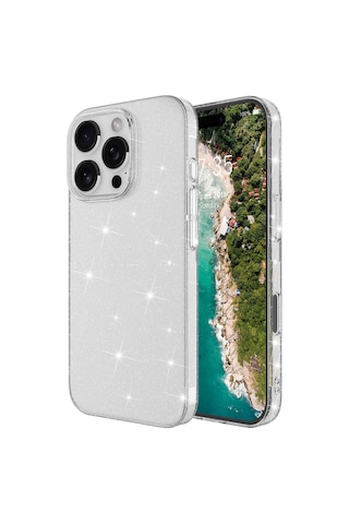 Apple iPhone 16 Pro Max Uyumlu Kılıf Parlayan Simli Şeffaf Zore Redos Kapak-şeffaf Şeffaf