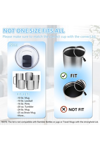 Yetı 20oz Bardaklar, 10/24oz Kupalar Ve 10oz Lowball Kupalar İçin 3'lü Paket 20oz Bardak Kapakları, Ozark Trail İçin Dökülmeye Karşı Kapaklar, Eski Stil Rtic, Bpa İçermez