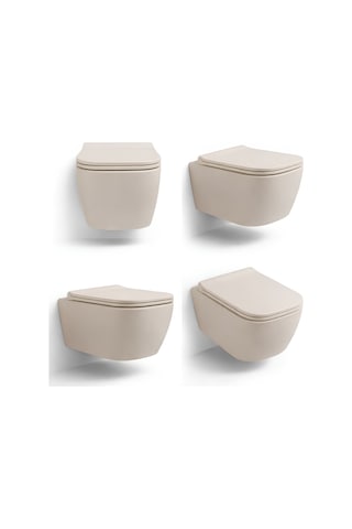 Turavit Luna Kanalsız Mat Cappucino Asma Klozet Ln5610c, Luna Mat Cappucino Duroplast Yavaş Kapak Bej