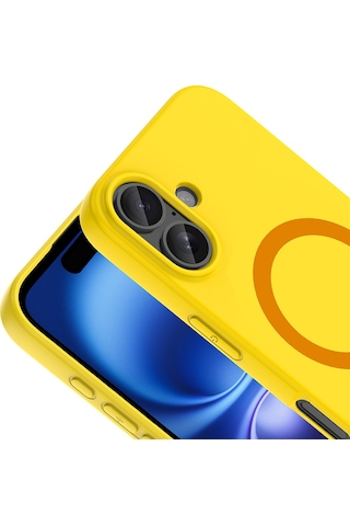 iPhone Uyumlu 16 Kılıf M-safe Şarj Özellikli Klfs Aris Silikon Kapak - Sarı
