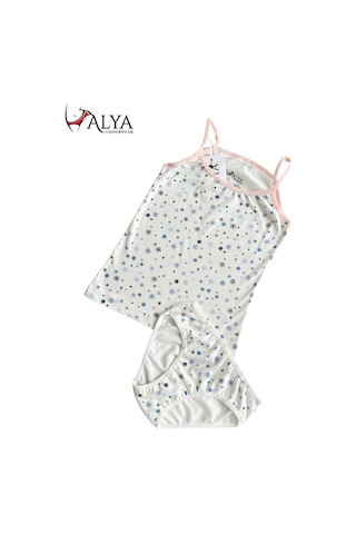 Alya Underwear Kız Çocuk Baskılı Ip Askılı Atlet Ve Slip Takımı Kar Tanesi Baskılı